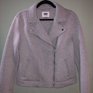 GREY COTTON/POLY MOTO JACKET